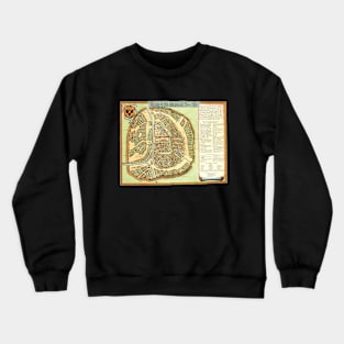 Antique Aerial View City Map of Moscow, Russia, 1662 Crewneck Sweatshirt